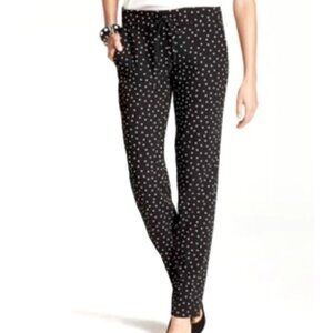 Ann‎ Taylor Petites Crepe Dot Pull On Pants 8P Black White Trousers